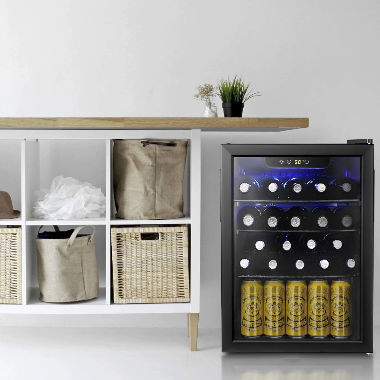 Antarctic Star 36 Bottle Wine Cooler/Cabinet BeverageRefrigerator Small Mini Wine Cellar Beer Soda Bar Fridge Quiet Operation Compressor Adjust Temperature Freestanding Black, 4.4 Cu. ft