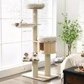 Large cat tree, multi-level tower with sisal posts, hammock, hanging basket and removable washable mats, perfect for large cats