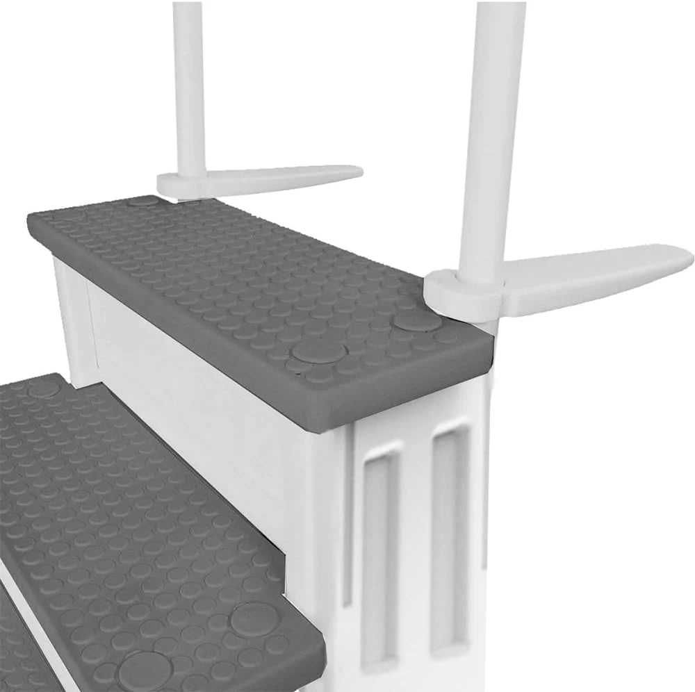 Select Anti-Slip in-Pool Steps | Gray | for Above Ground Swimming Pools | Can Mount to Decks 48 to 54 H | Safety Stairs Capacity Up to 300 lbs