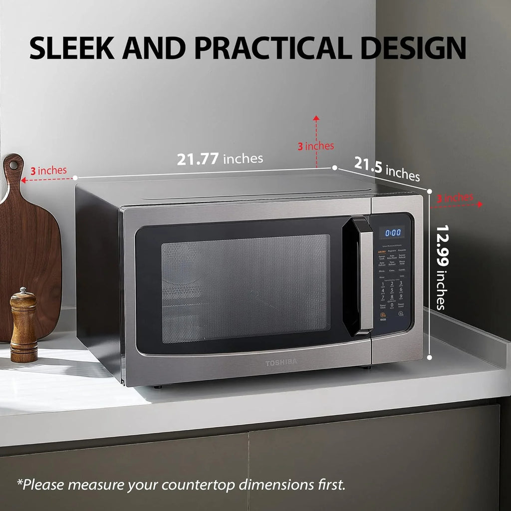 TOSHIBA 4-in-1 ML-EC42P(SS) Countertop Microwave Oven, Smart Sensor, Convection, Air Fryer Combo, Mute Function, Position Memory 13.6 Turntable, 1.5 Cu Ft, 1000W, Silver