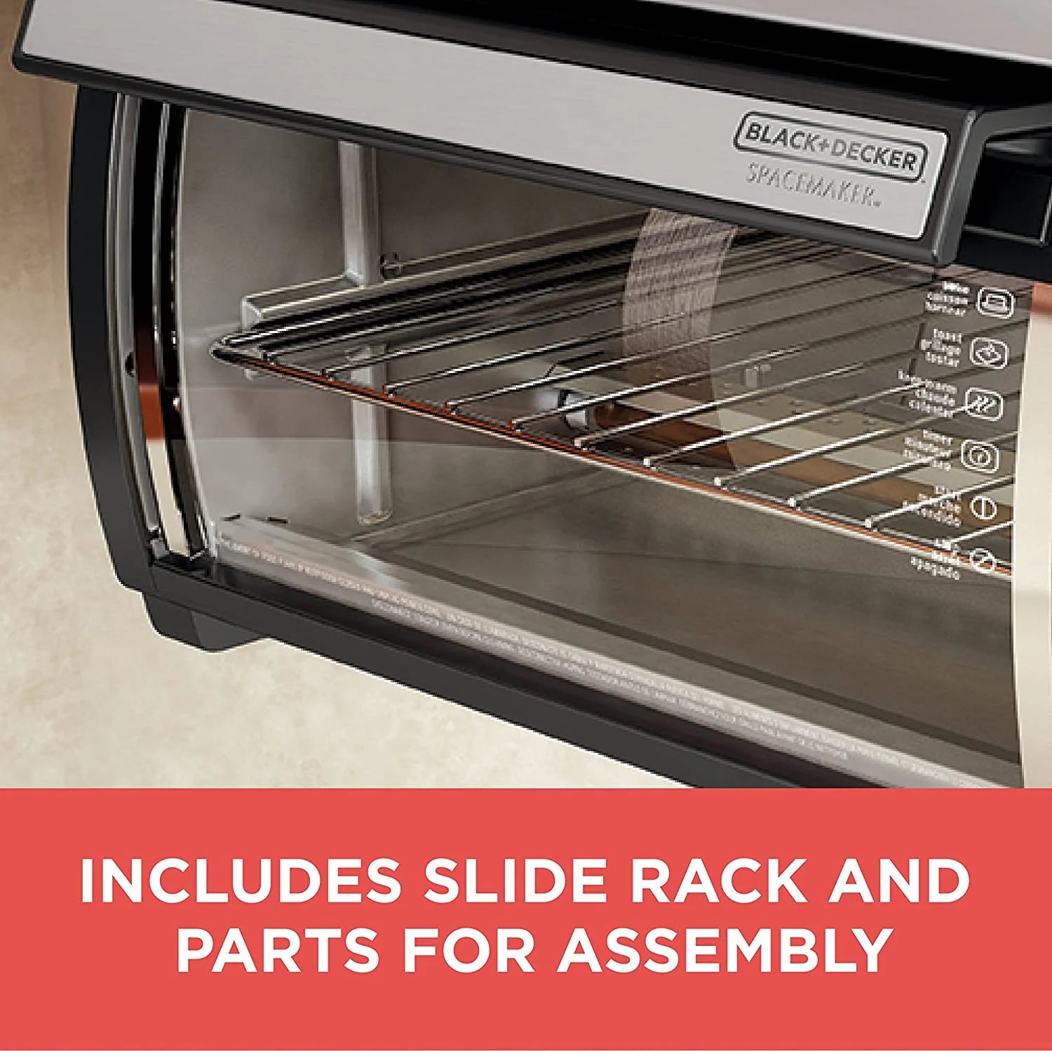BLACK DECKER SpaceMaker Under Counter Toaster Oven, Digital Controls, Black/Stainless Steel, Fits 9?测?? Pizza or 4 Slices