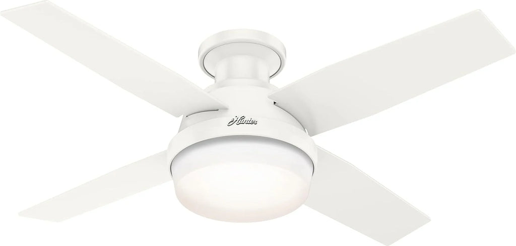 Hunter Fan Company Dempsey Low Profile Indoor / Outdoor Ceiling Fan with LED Light and Remote Control, 44, Matte Nickel