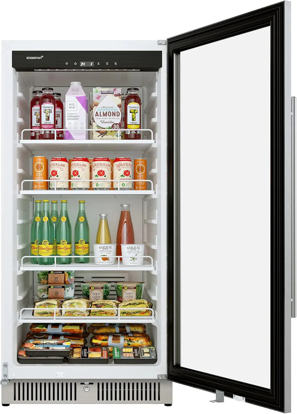 EdgeStar VBM101 22 Wide 10.1 Cu. Ft. Commercial Beverage Merchandiser – Stainless Steel, Temp Alarm, Reversible Door