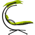 Hanging Chaise Lounge Swing Chair with Umbrella Canopy, Green