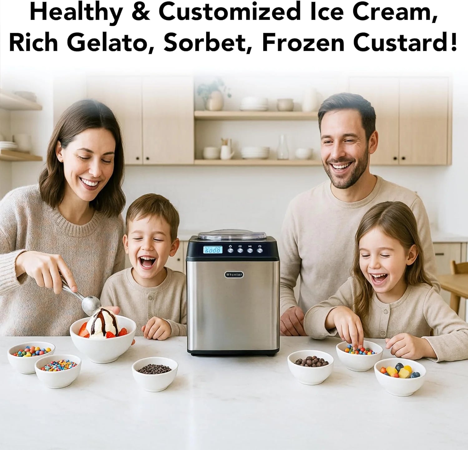 Whynter 2.1 Qt Ice Cream Maker, Built-In Compressor, Stainless Steel
