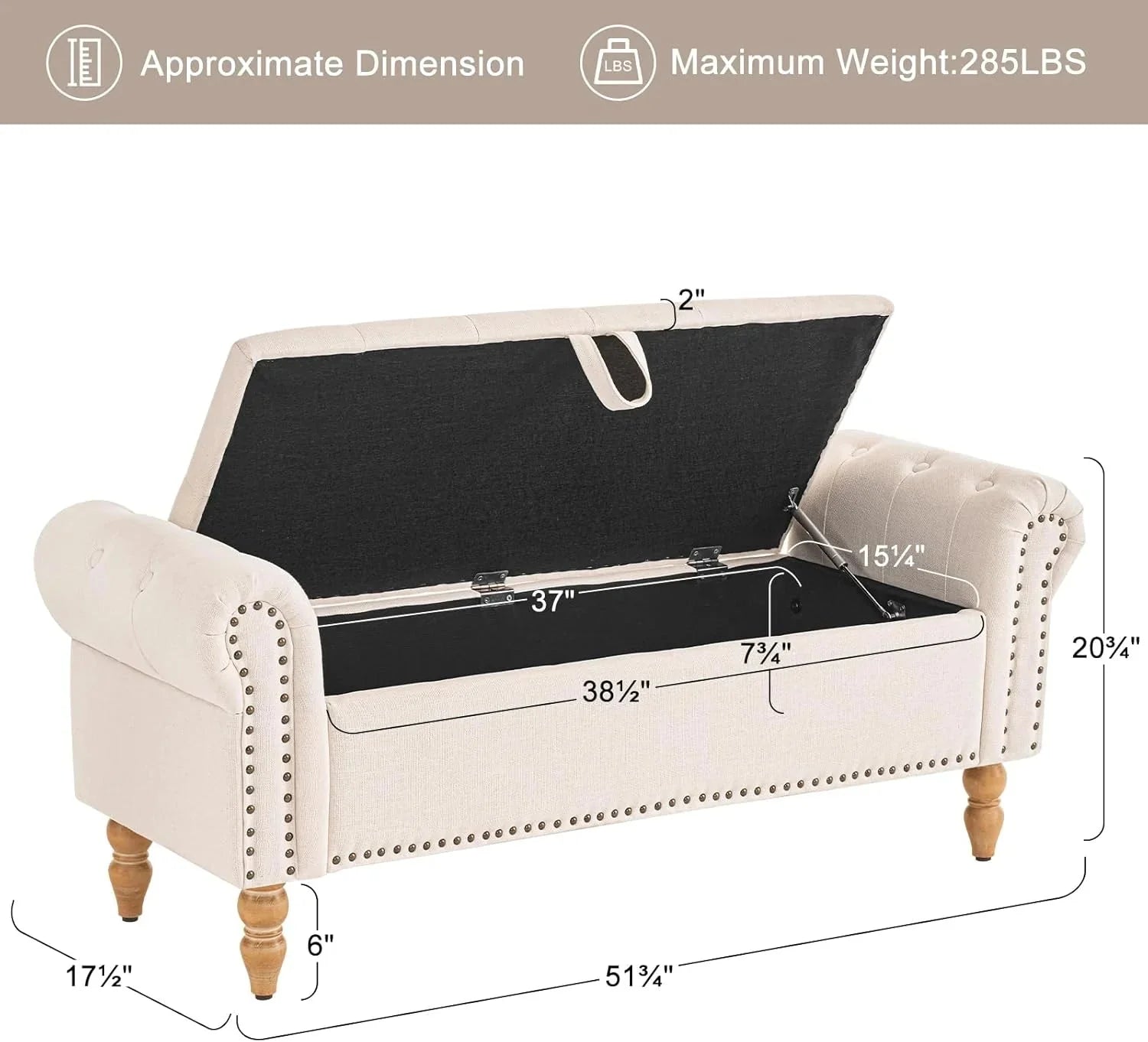 Furniliving Modern Storage Ottoman Bench, Sherpa Ottoman End of Bed Bench with Solid Wood Legs Upholstered Ottoman Benches with Storage Indoor Bench for Living Room with Rolled Arm, Entryway, White