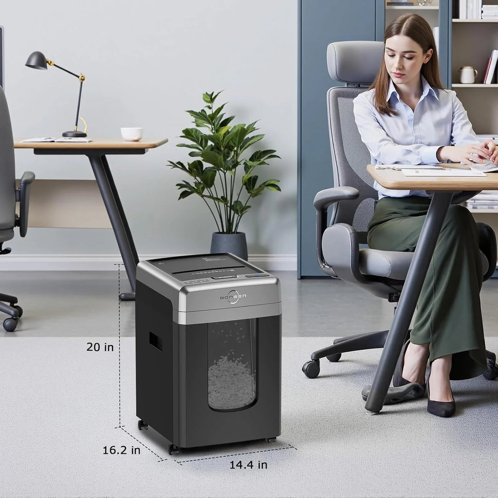 BONSEN 300-Sheet Auto Feed Paper Shredder, 60 Min, P-4, 8.1 Gal, Quiet