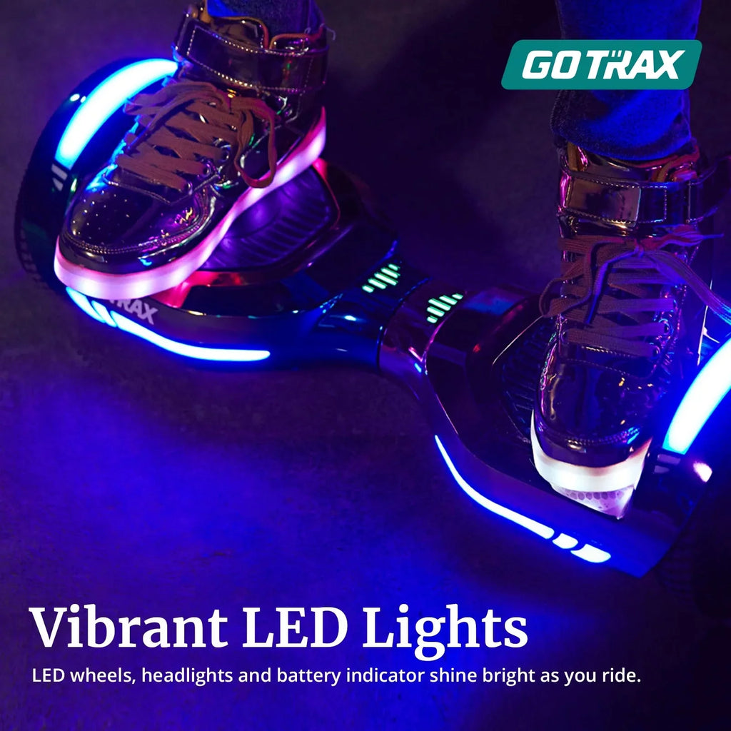 GOTRAX GLIDE PRO Bluetooth Hoverboard, 6.5 Wheels and 7 Colors Lights Self Balancing Scooters for 44 176lbs Kids Adults Silver
