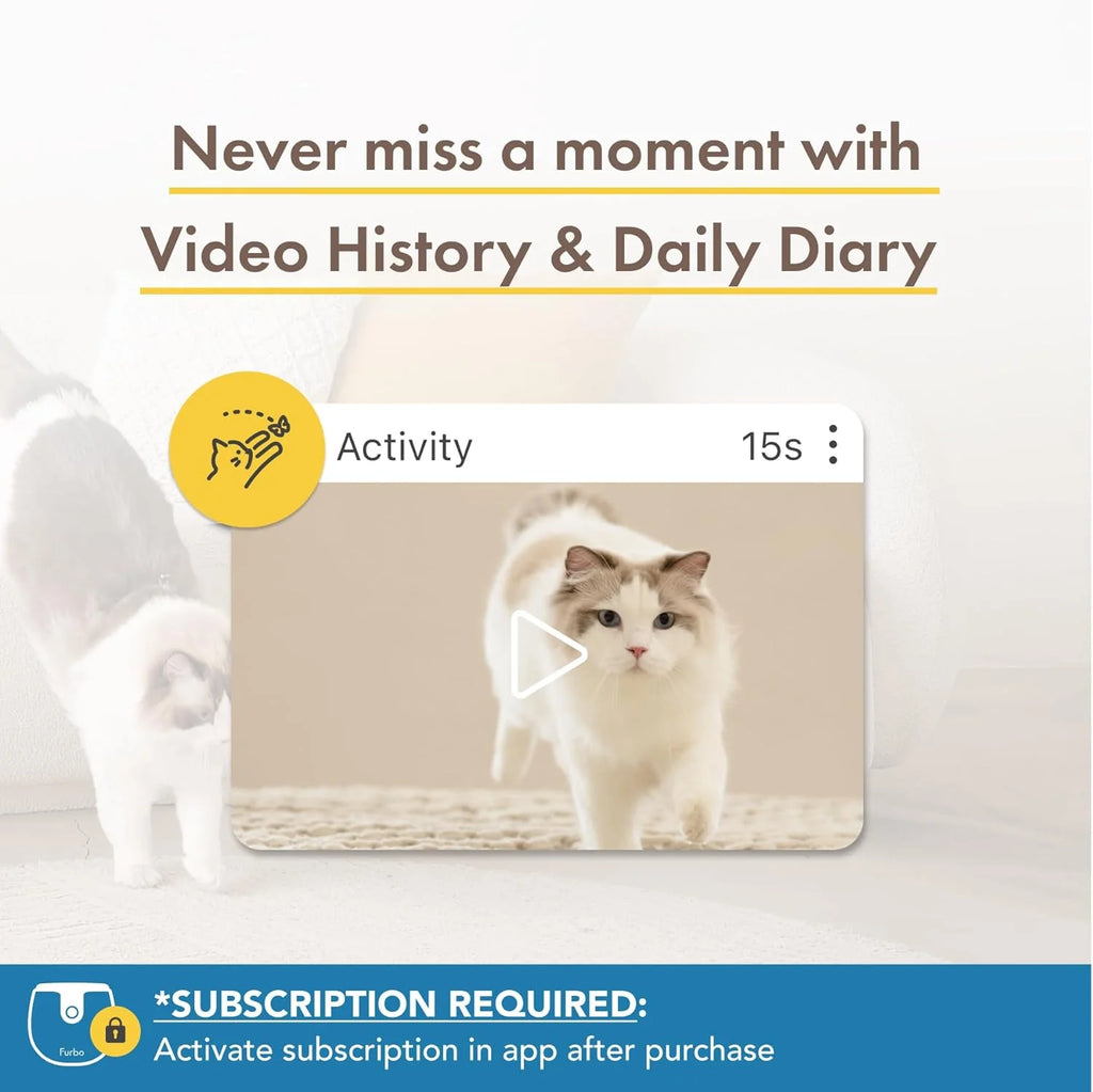 360° Cat Camera: See Your Cat from Anywhere | Rotating 360° Cat Tracking, Treat Toss, Color HD Night Vision, 2-Way Audio, Real-Time Notifications, Designed for Cats | Pet Camera w/Phone App