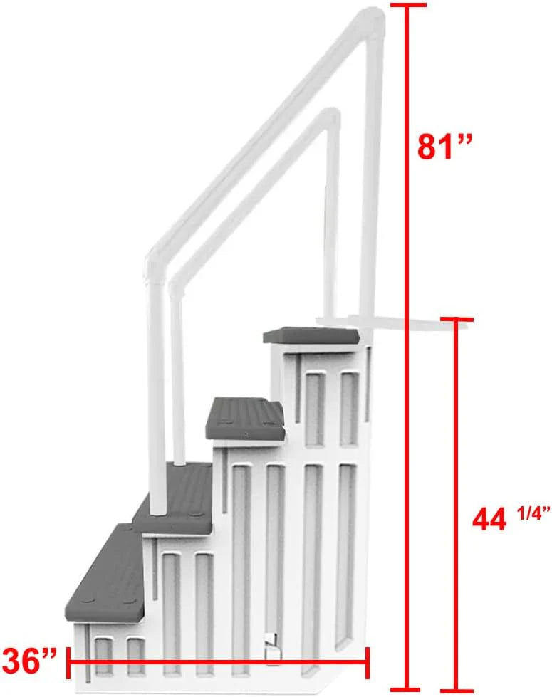 Select Anti-Slip in-Pool Steps | Gray | for Above Ground Swimming Pools | Can Mount to Decks 48 to 54 H | Safety Stairs Capacity Up to 300 lbs
