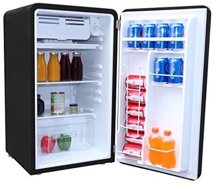 FRIGIDAIRE EFR372-BLACK 3.2 Cu Ft Black Retro Compact Rounded Corner Premium Mini Fridge