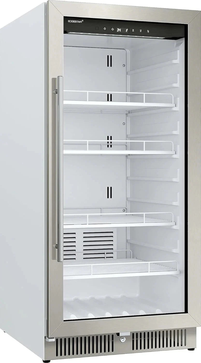 EdgeStar VBM101 22 Wide 10.1 Cu. Ft. Commercial Beverage Merchandiser – Stainless Steel, Temp Alarm, Reversible Door