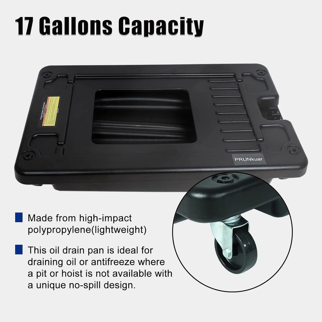 20 Gallon Low Profile Roll Around Oil Drain Pan with 110V Electric Pump 8 Feet Hose for Trucks Cars SUVS Red