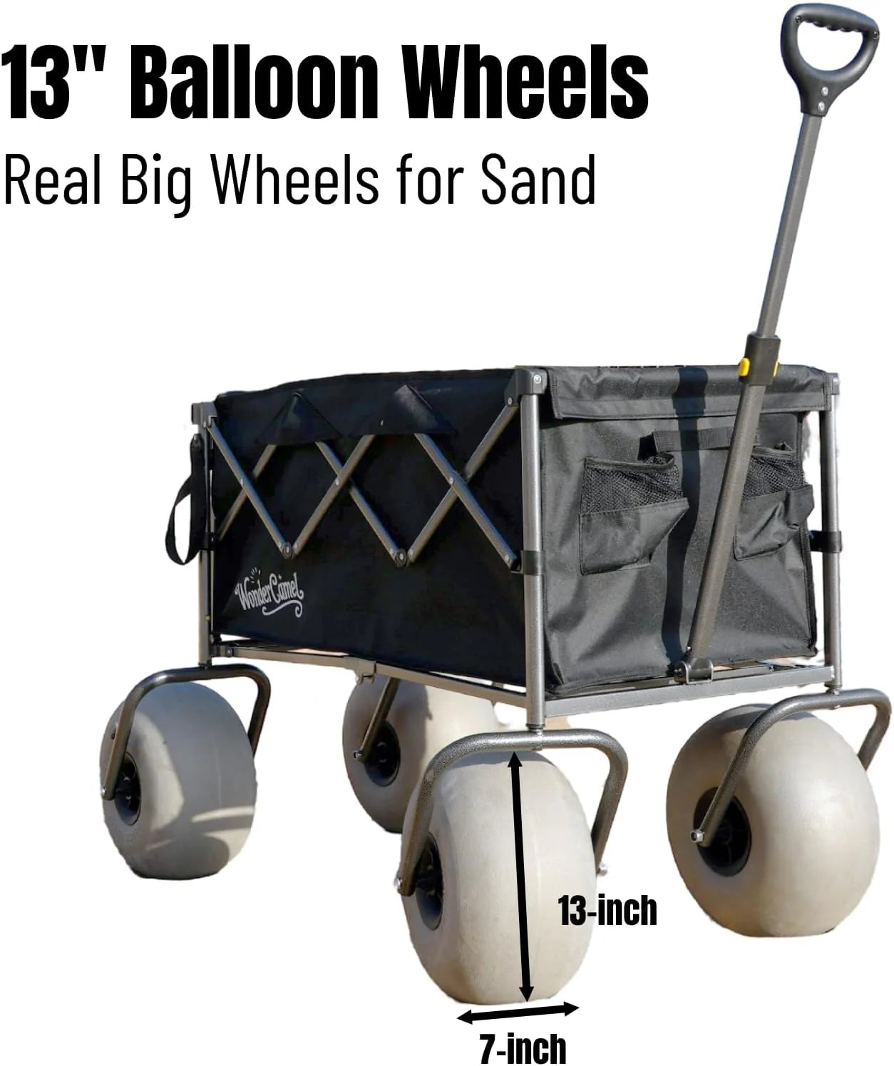 Beach Wagon with 13 Balloon Wheels, Collapsible, All-Terrain, 185L