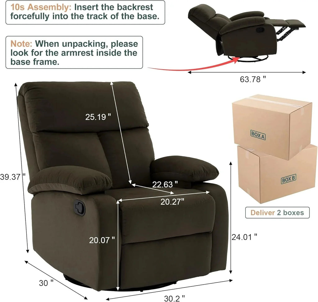Small Swivel Rocker Recliner Chair for Compact Spaces