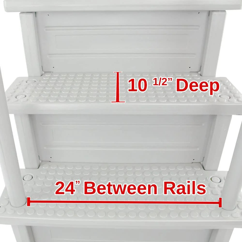 Select Anti-Slip in-Pool Steps | Gray | for Above Ground Swimming Pools | Can Mount to Decks 48 to 54 H | Safety Stairs Capacity Up to 300 lbs