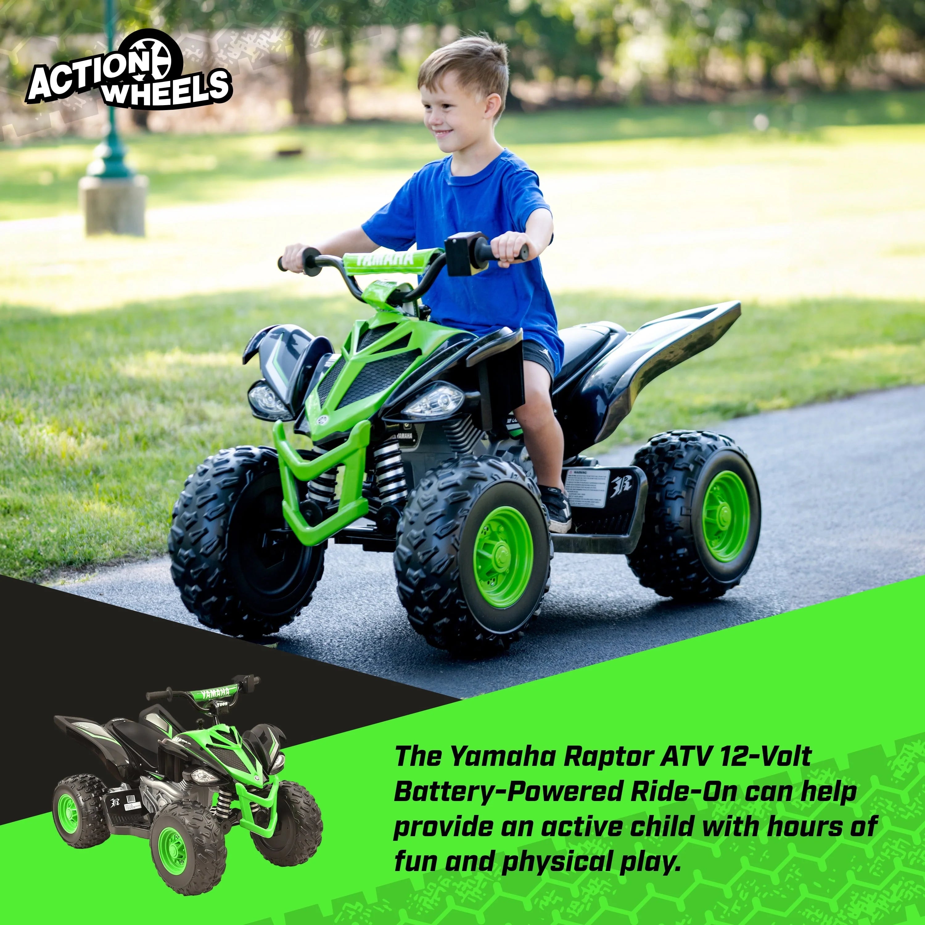 Yamaha 12V Raptor ATV Powered Ride-on for Boys & Girls, Ages 3+, up to 5 MPH