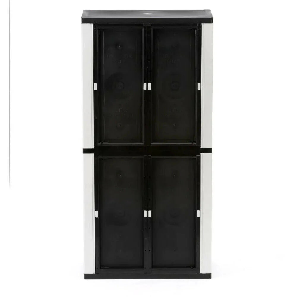 HDX Gray Plastic Freestanding Garage Cabinet, 35′′W x 71′′H x 18′′D, with Adjustable Shelves and Lockable Doors