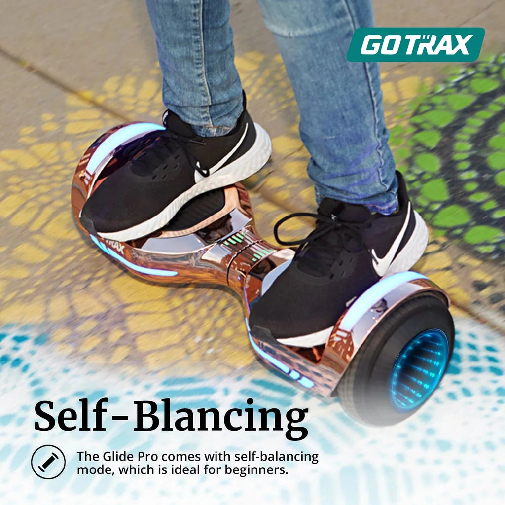 GOTRAX GLIDE PRO Bluetooth Hoverboard, 6.5 Wheels and 7 Colors Lights Self Balancing Scooters for 44 176lbs Kids Adults Silver