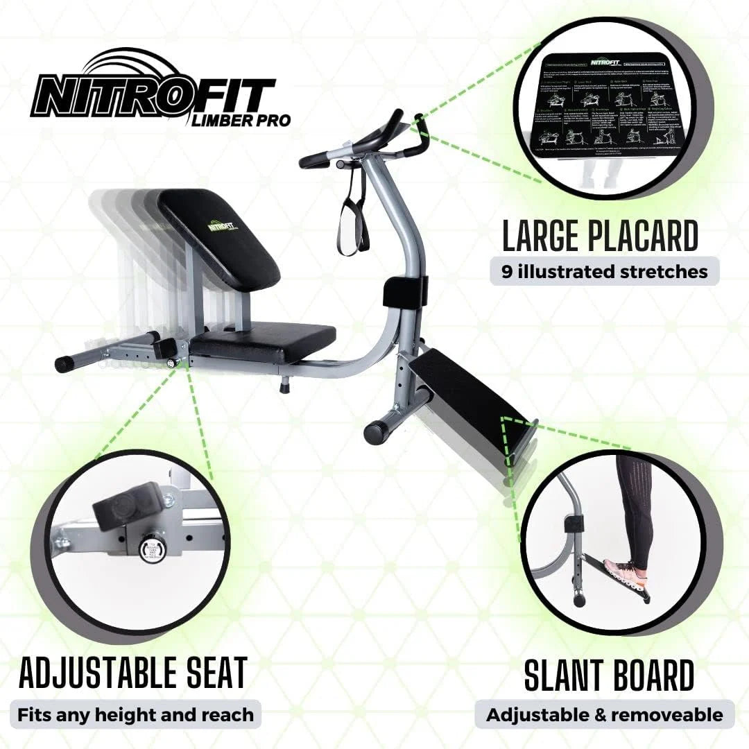 Limber Pro Stretch Machine, Lumbar & Leg Rehab, Adjustable Seat