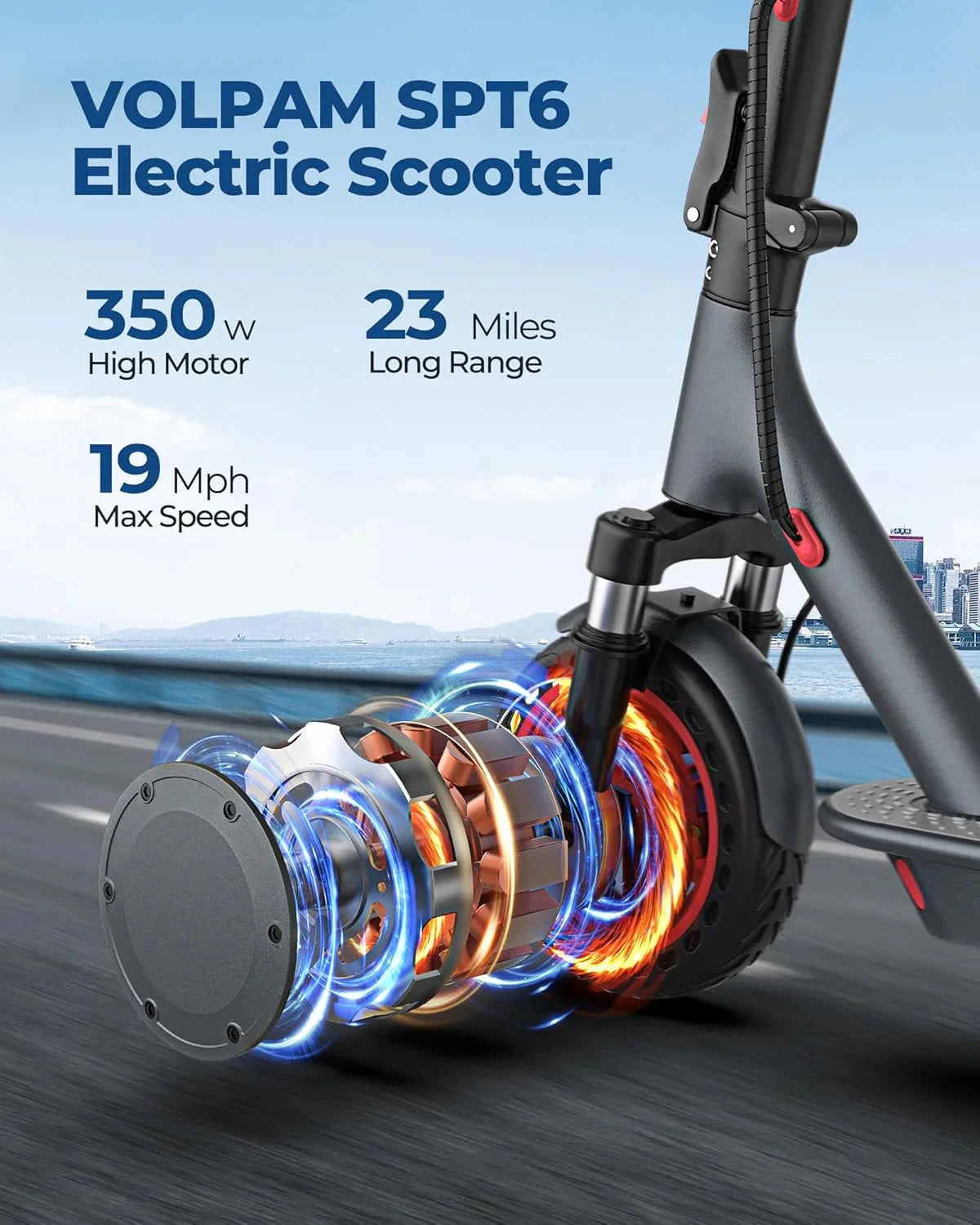 Electric Scooter, 350W/500W Powerful Motor, 8.5/10 Solid Tires, 19/22Mph, 28/21/12 Miles Range,Dual Braking