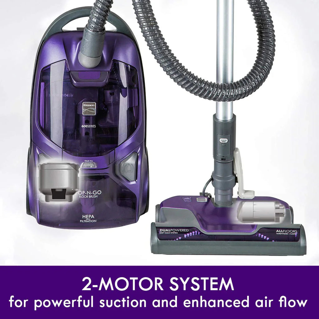 Kenmore Pet Friendly Lightweight Bagged Canister Vacuum Cleaner with Extended Telescoping Wand, HEPA, 2 Motors, Retractable Cord, and 4 Cleaning Tools