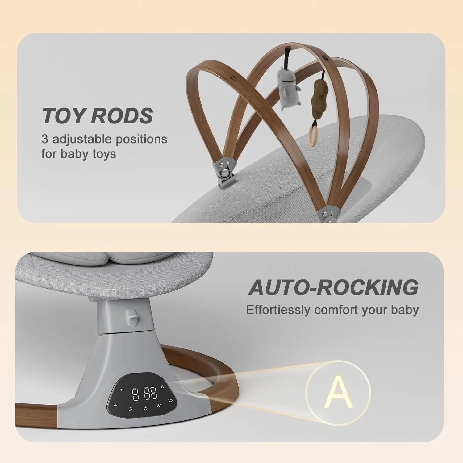 Baby Swings for Infants, Monamii Baby Swing, Bluetooth Infant Swing with Music Speaker, 5 Speeds and Remote Control, Indoor & Outdoor Use