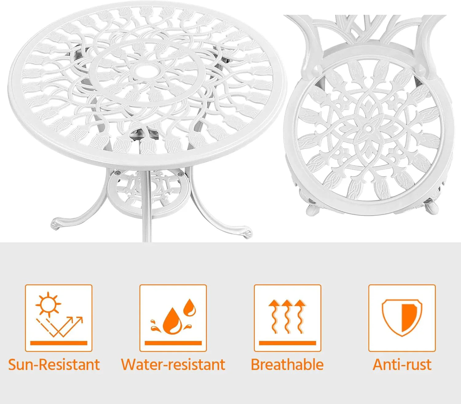 Patio Bistro Sets 3 Piece Cast Aluminum Bistro Table
