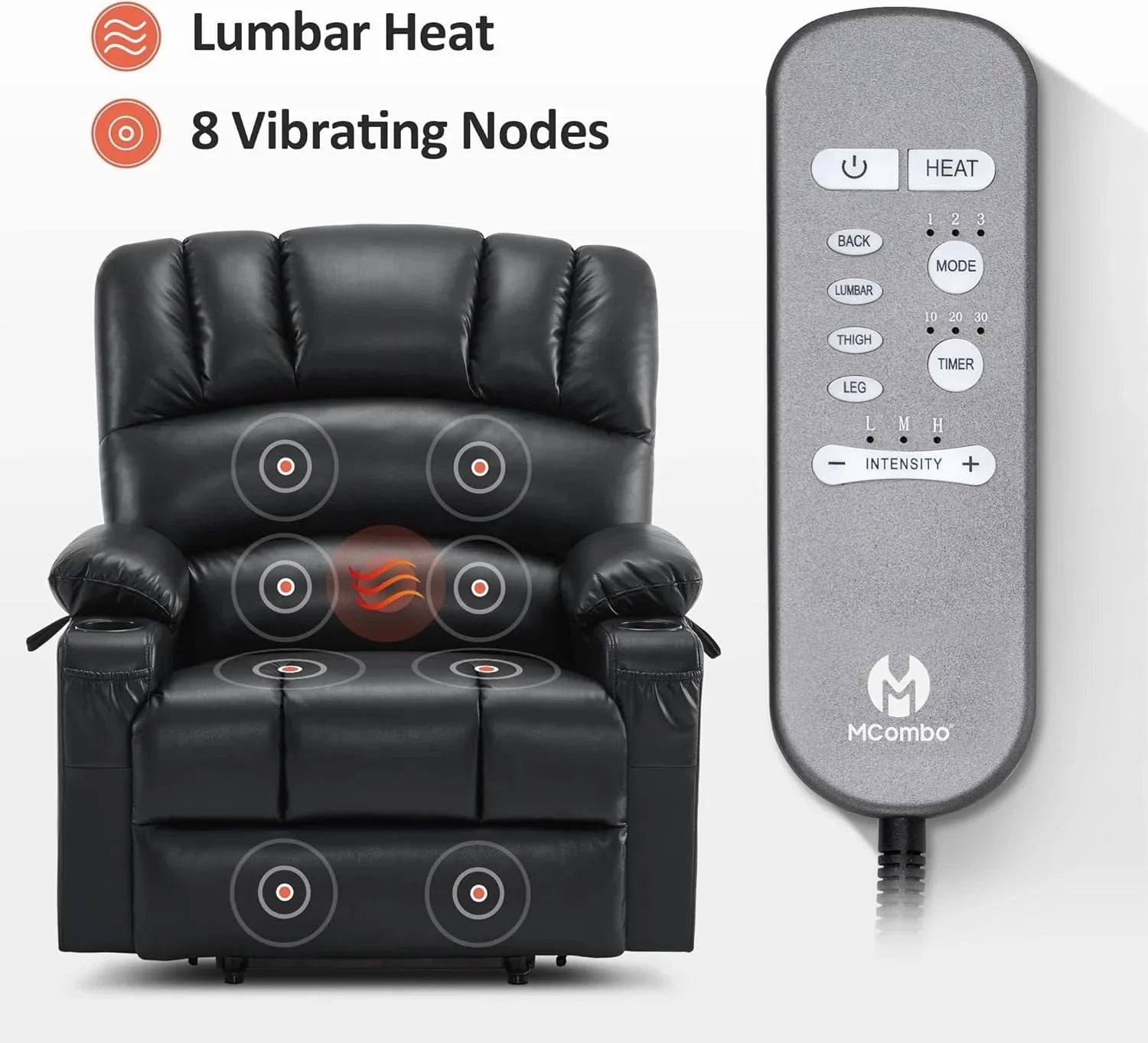 Heated Lift Recliner for Seniors with USB & Cup Holders