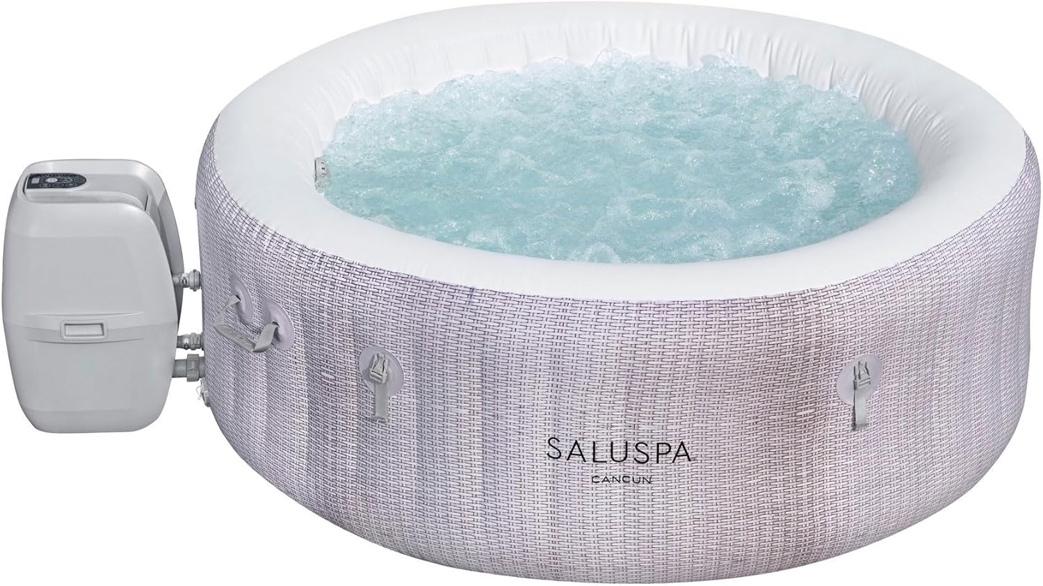 Bestway SaluSpa Fiji AirJet Large Round 2 to 4 Person Inflatable Hot Tub Portable Outdoor Spa with 120 AirJets and EnergySense Cover, Grey