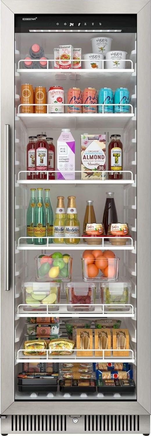 EdgeStar VBM101 22 Wide 10.1 Cu. Ft. Commercial Beverage Merchandiser – Stainless Steel, Temp Alarm, Reversible Door