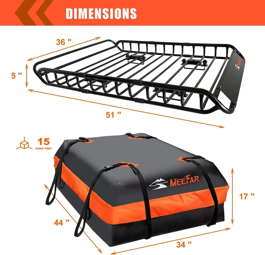 Roof Rack Universal Roof Basket 51 X 36 X 5 + Waterproof Bag