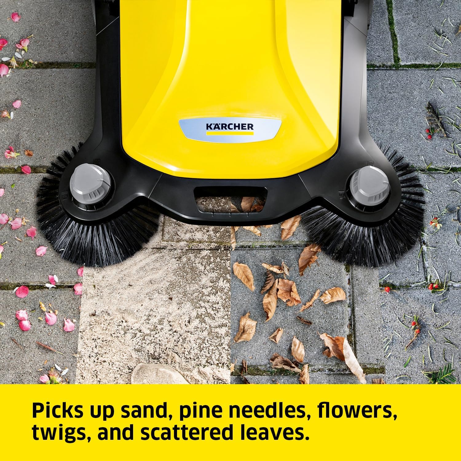 S 6 Twin Walk-Behind Outdoor Hand Push Floor Sweeper - 10 Gallon Capacity - 33.9 Sweeping Width - Sweeps up to 32,300 Square Feet/Hour