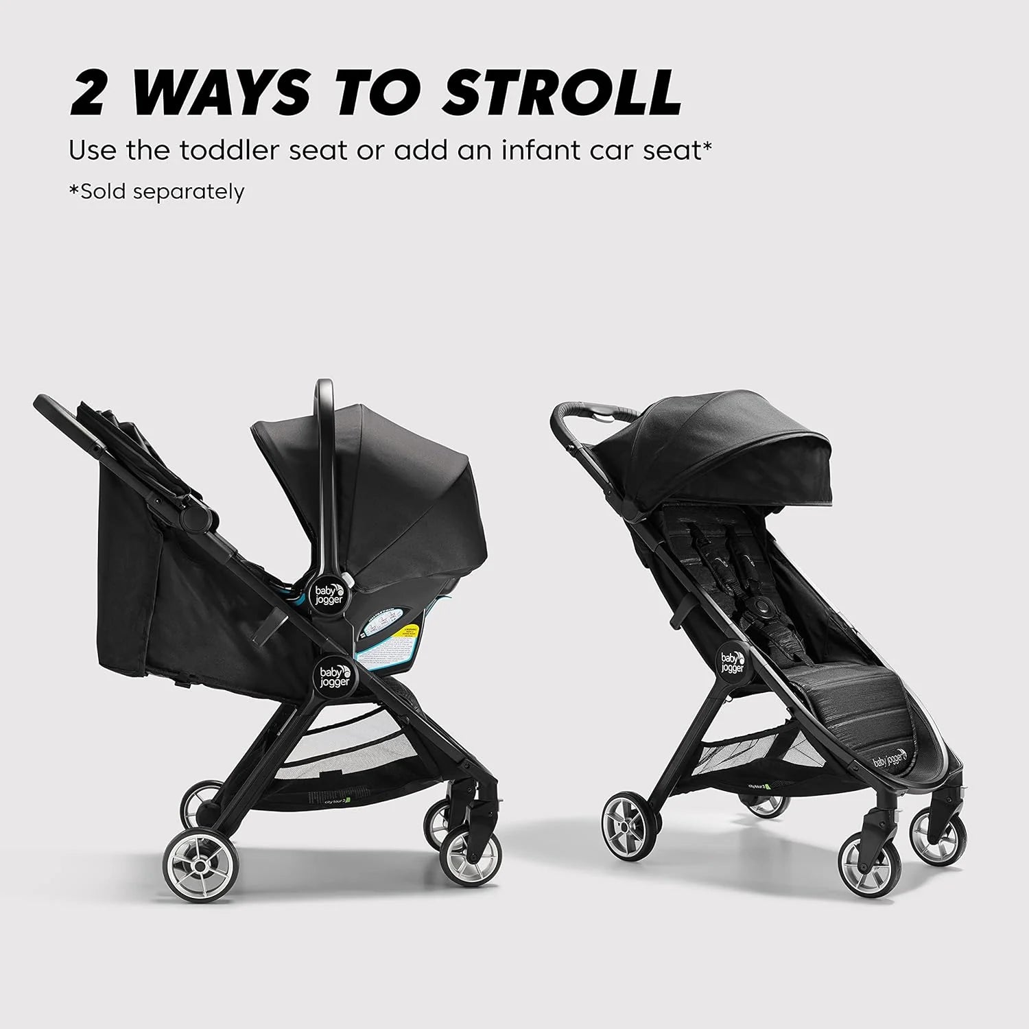 City Tour 2 Ultra-Compact Travel Stroller, Jet, Lightweight, Foldable, Ideal for Traveling