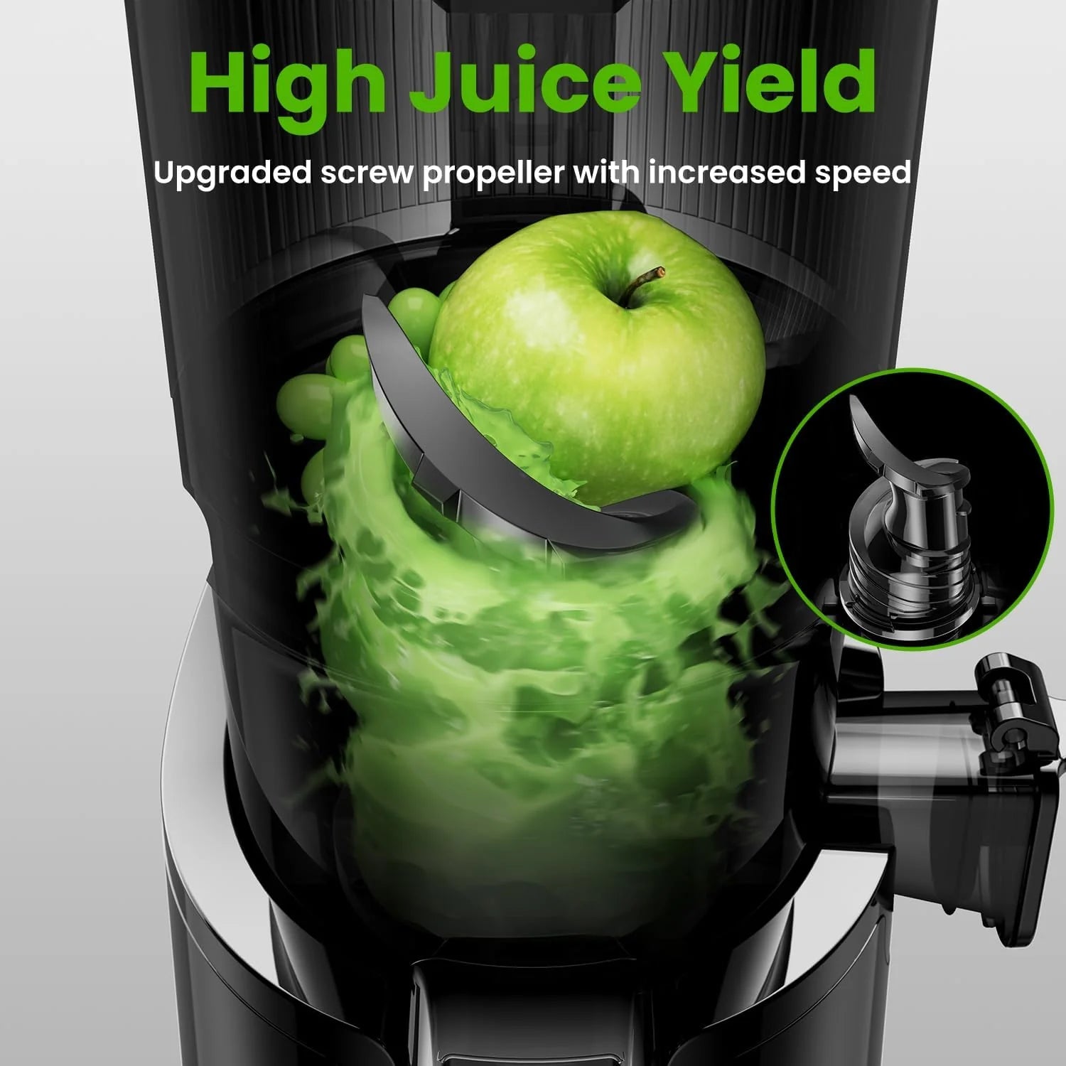 Cold Press Juicer, Slow Masticating Machines with 5.3 Extra Large Feed Chute Fit Whole Fruits & Vegetables Easy Clean Self Feeding Effortless for Batch Juicing, High Juice Yield, BPA Free 250W