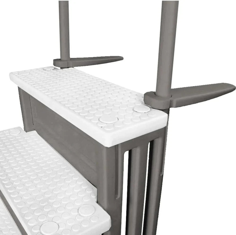 Select Anti-Slip in-Pool Steps | Gray | for Above Ground Swimming Pools | Can Mount to Decks 48 to 54 H | Safety Stairs Capacity Up to 300 lbs