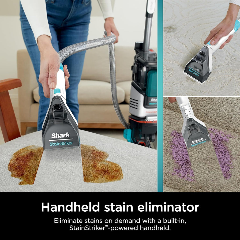 Shark CarpetXpert EX201 Carpet Cleaner, Cyan – Deep Cleaning with StainStriker, Perfect for Pets, Includes Spot & Stain Remover Tools