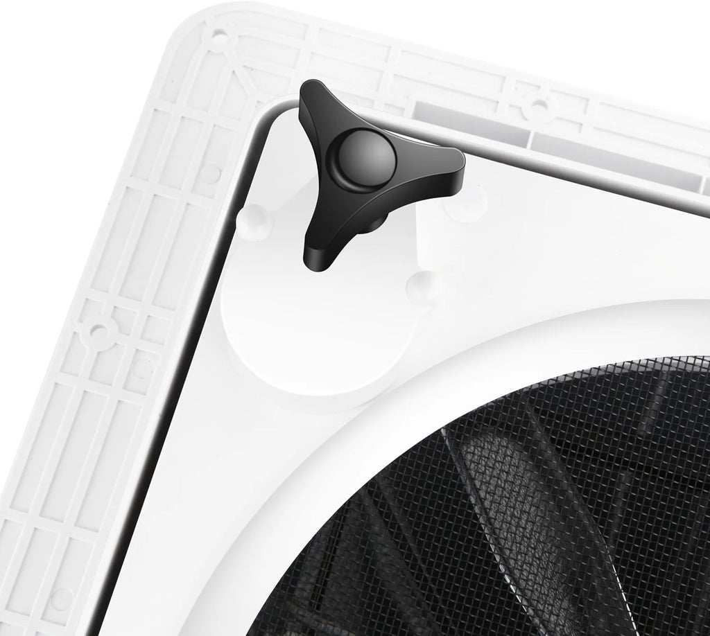 MaxxAir 10 Speed Roof Vent Fan 12V with Thermostat, Rain Sensor, Remote & App Control, 14′′x14′′ Reversible Powered Lift