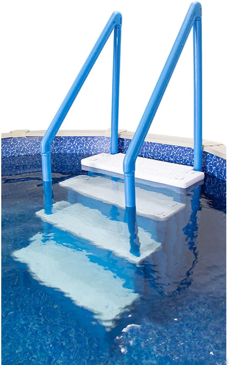 Select Anti-Slip in-Pool Steps | Gray | for Above Ground Swimming Pools | Can Mount to Decks 48 to 54 H | Safety Stairs Capacity Up to 300 lbs