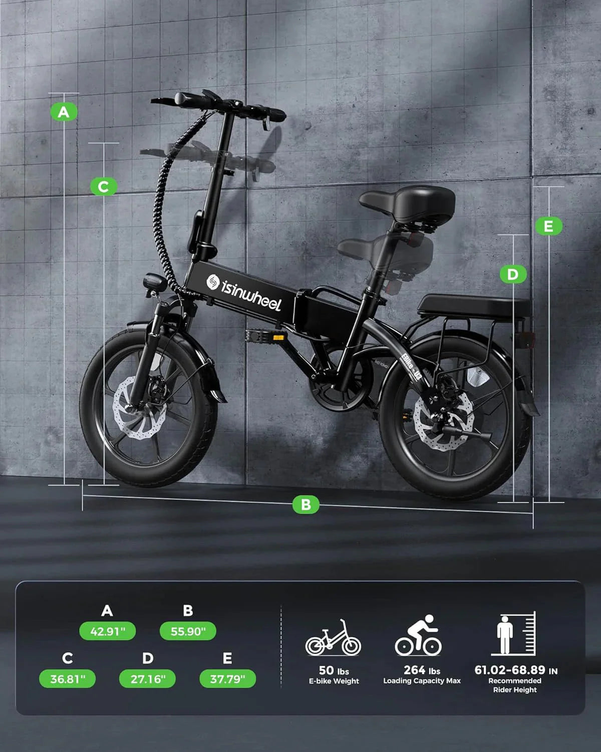 Electric Bike for Adults 500W Motor, 20 mph Folding Ebike, 14/16/20 Adults Electric Bicycles with Smart Uphill, 280.8Wh Battery, 25 Miles PAS Range, Mini E Bikes for Adults and Teens-isinwheel