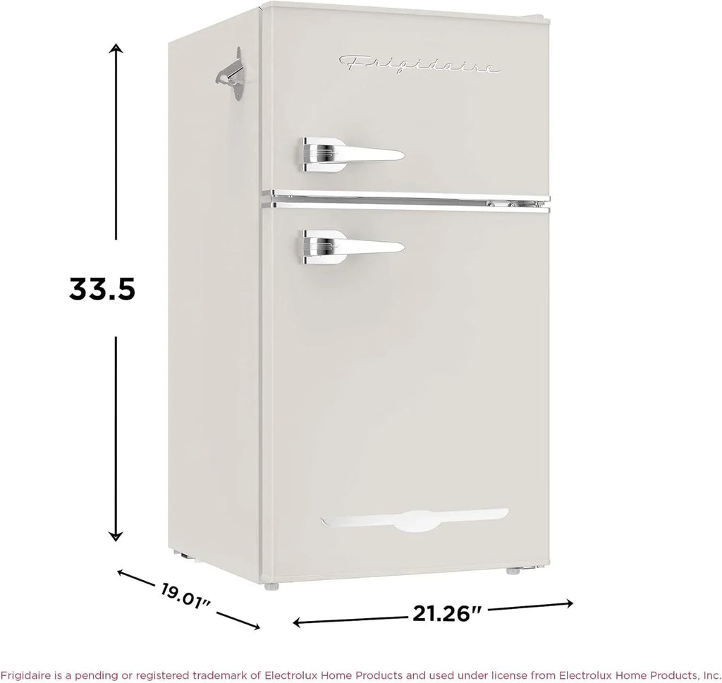 Frigidaire Retro Mini Fridge with Freezer & Side Bottle Opener-Small 2 Door Refrigerator for Office Bar or College Dorm Room-3.1 Cu Ft – 19”D x 20.5 W x 33.5 H