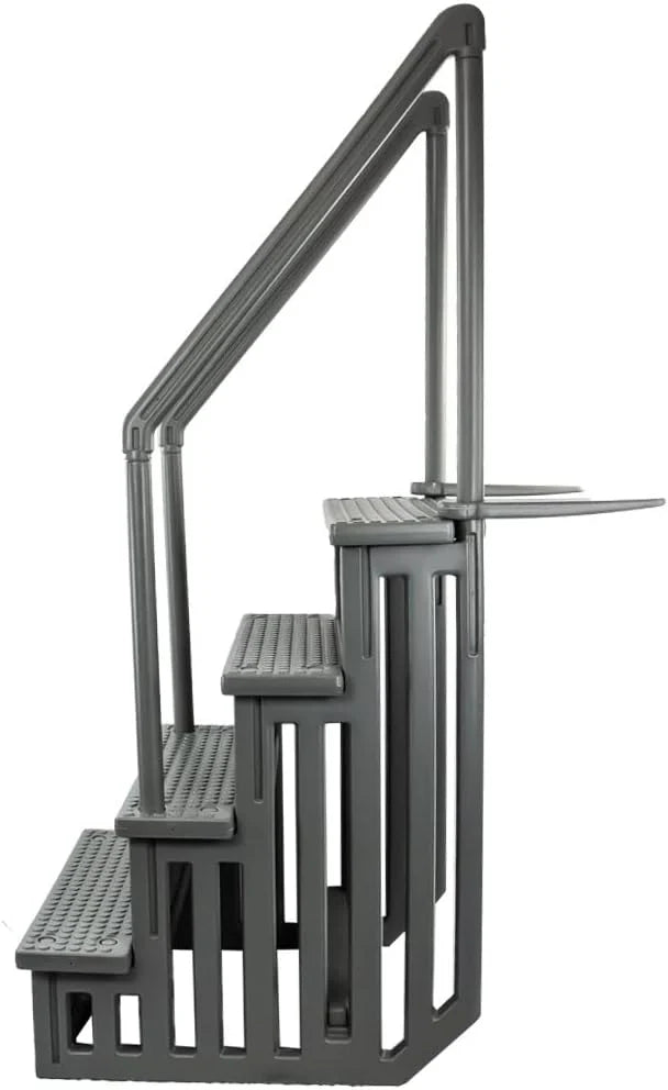Select Anti-Slip in-Pool Steps | Gray | for Above Ground Swimming Pools | Can Mount to Decks 48 to 54 H | Safety Stairs Capacity Up to 300 lbs