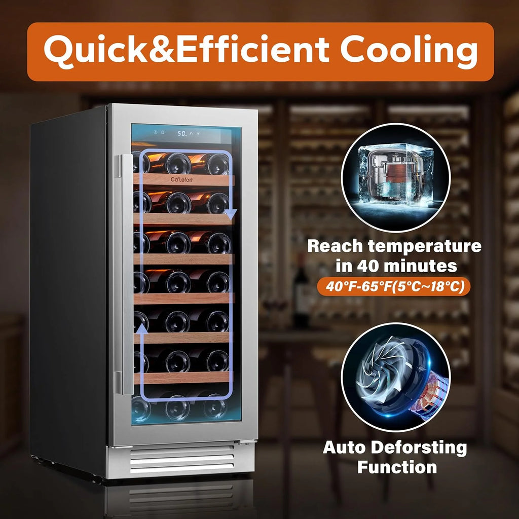 24'' Wine Cooler Refrigerator - 46 Bottle Wine Fridge Dual Zone with Modern Touch Intelligent Digital 40°-65°F Low Noise, Built in or Freestanding Wine Cooler for Home and Kitchen