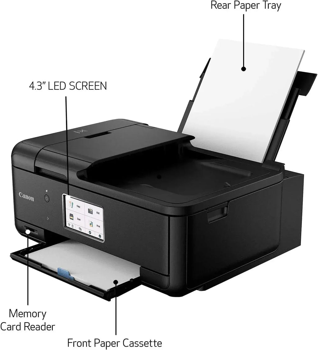 Canon PIXMA TR8620a - All-in-One Printer Home Office|Copier|Scanner|Fax|Auto Document Feeder | Photo, Document | Airprint (R), Android, Black, Works with Alexa