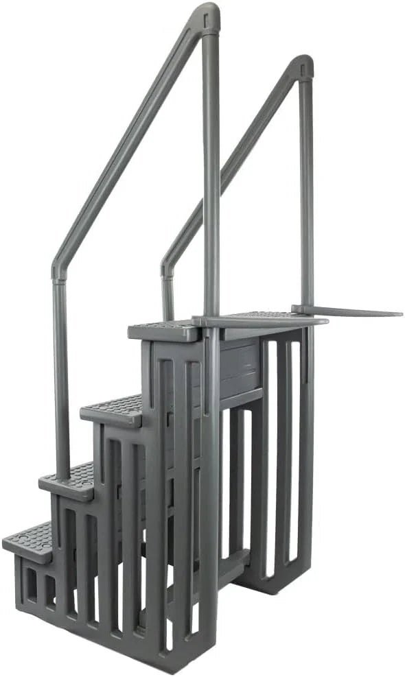 Select Anti-Slip in-Pool Steps | Gray | for Above Ground Swimming Pools | Can Mount to Decks 48 to 54 H | Safety Stairs Capacity Up to 300 lbs