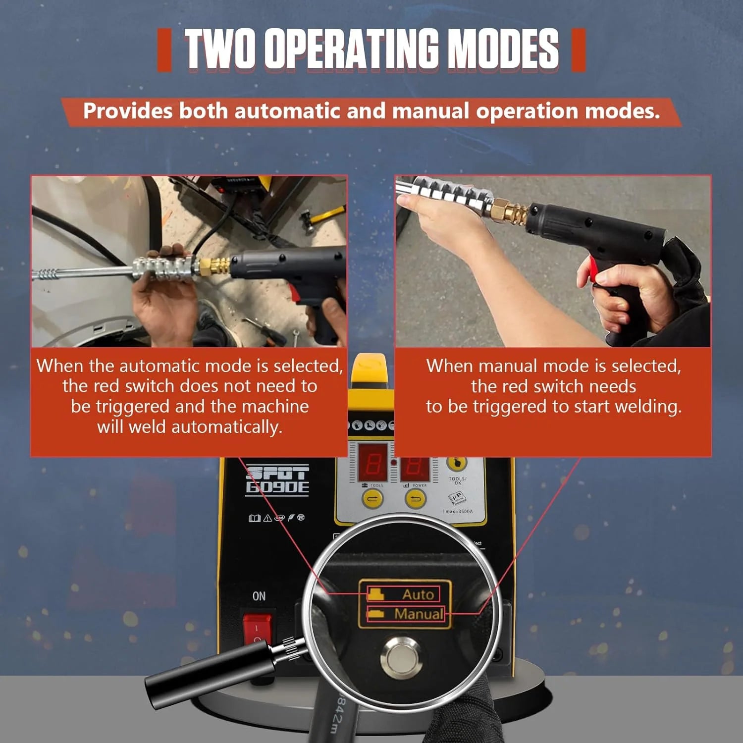 Vehicle Panel Spot Puller Dent Spotter 110V, 3500A Spot Dent Puller Welder, 3KW Car Body Stud Welding Machine Multispot Bonnet Door Repair Tool Kit