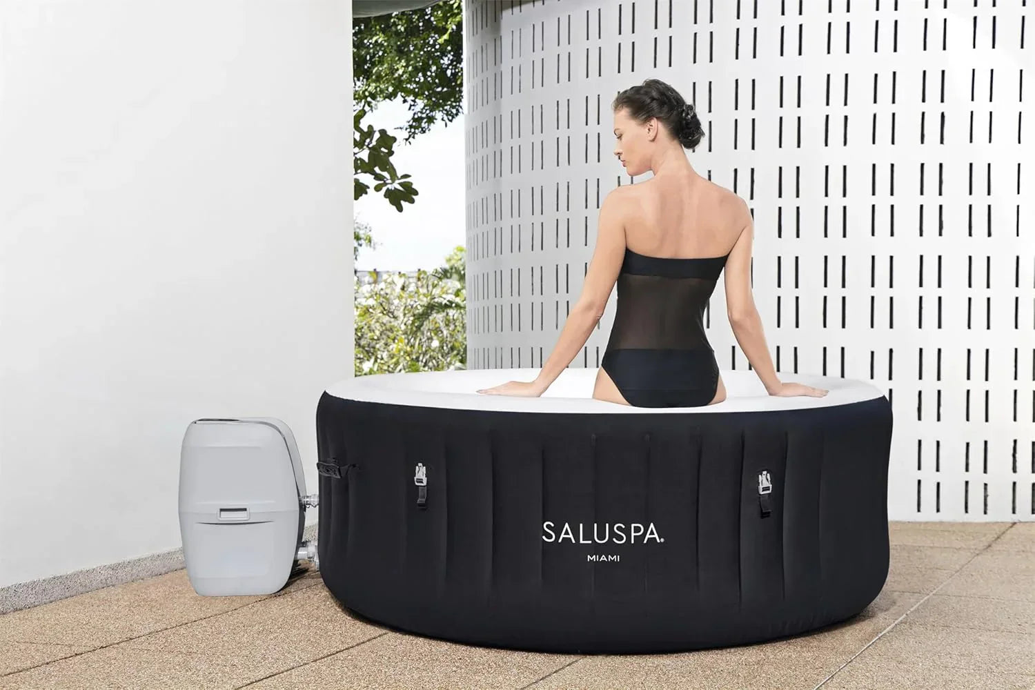 Inflatable Hot Tub Spa (71 x 26) | Portable Hot Tub with 2 Covers (1 Energy-Efficient Thermal Cover and 1 Standard Cover) | Fits Up to 2-4 Persons | Black