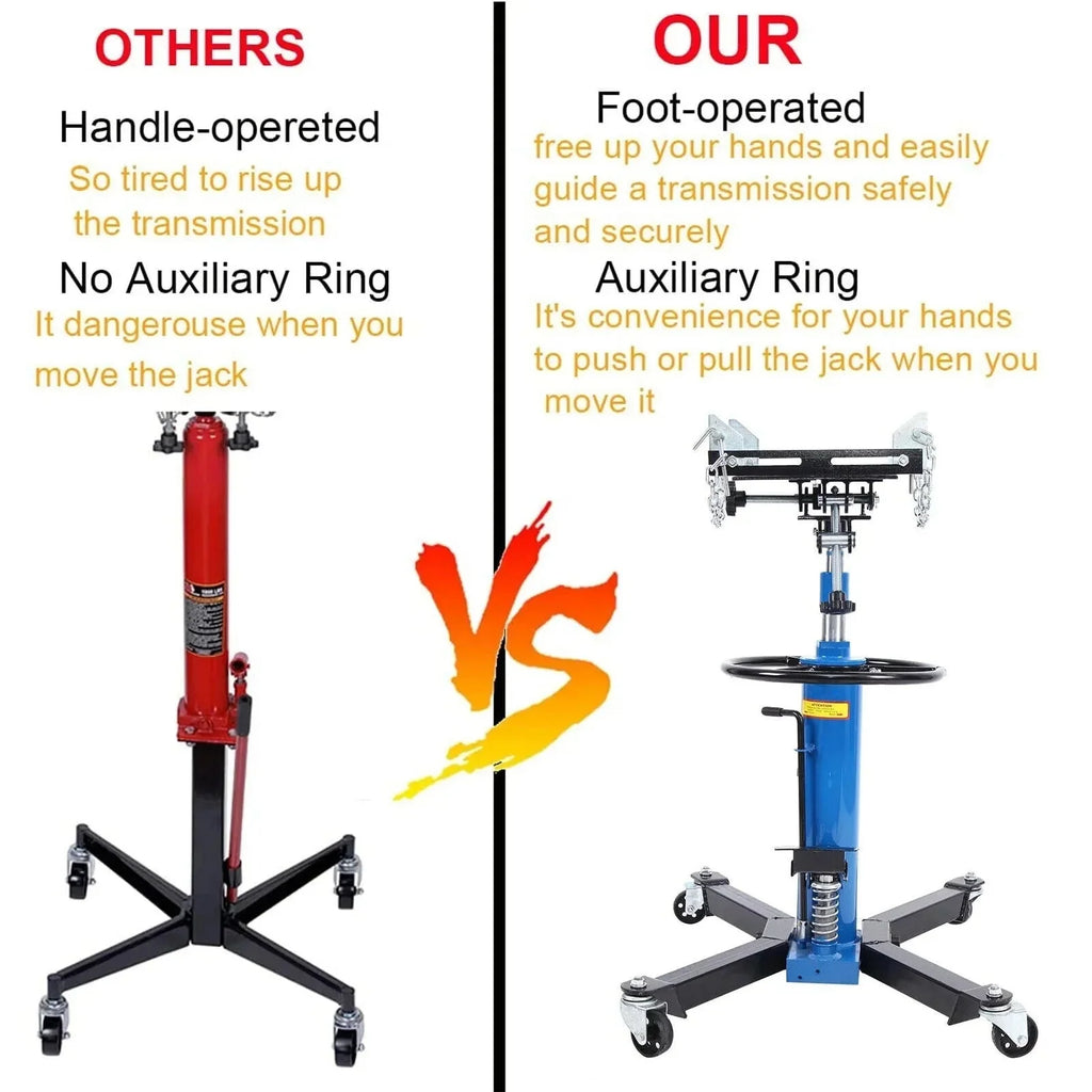 1660 Pounds Hydraulic Car Transmission Jack Vertical Lift with 360 Swivel Wheel Pedal ,Blue,33-70(0.75Ton)