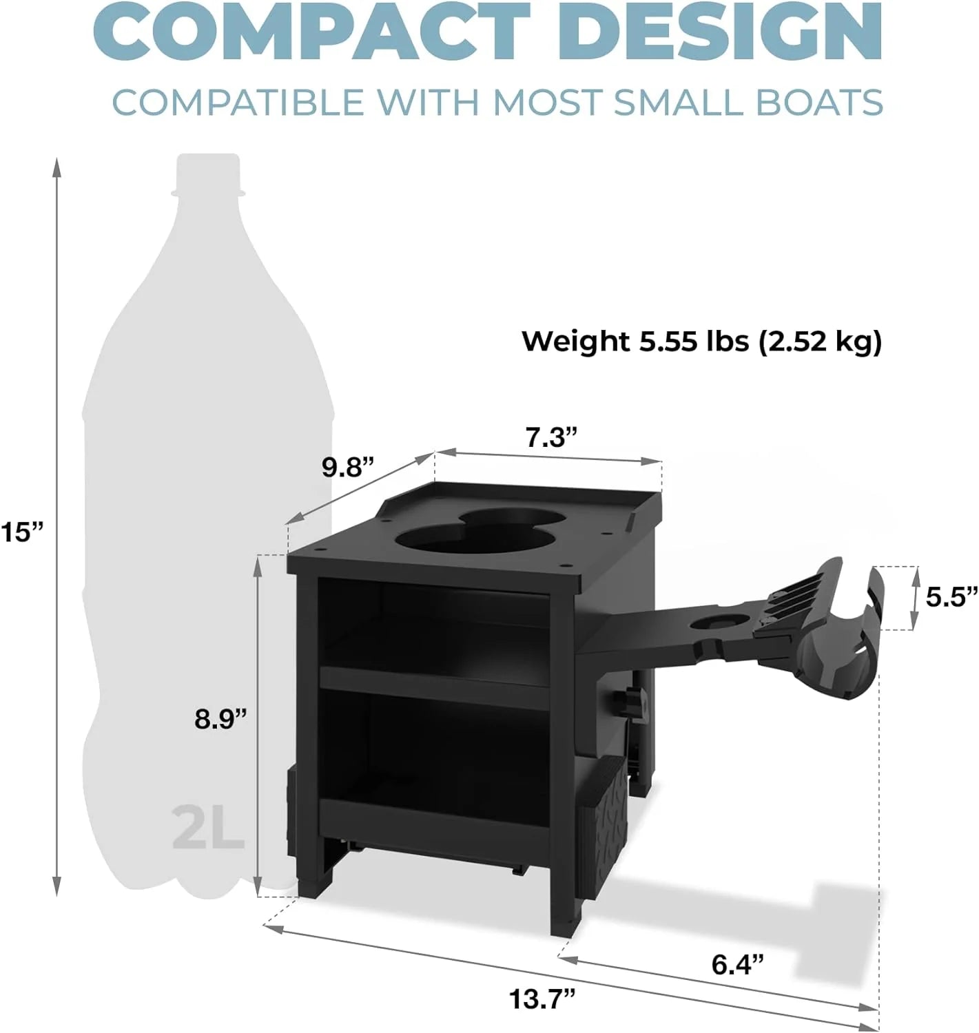 Boat Accessories for Fishing - Fits Gunnels Up to 2.5 Thick Regular