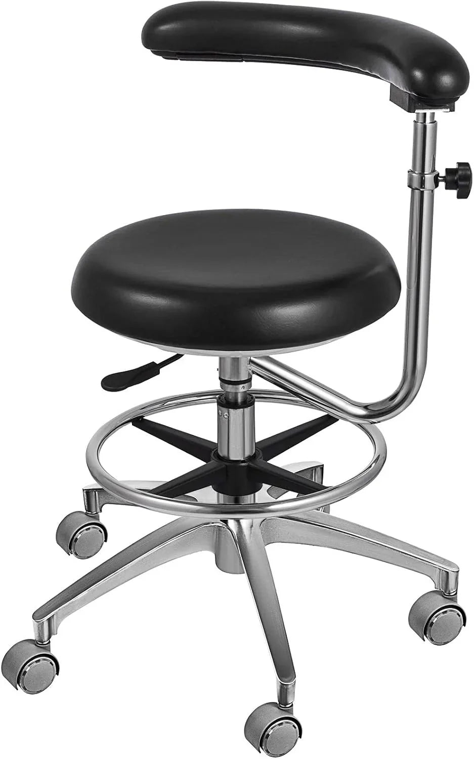 Medical Dental Stool Dentist Chair with 360 Degree Rotation Armrest PU Leather Assistant Stool Chair Height Adjustable Doctor Chair